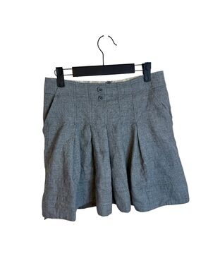 Anthropologie Elevenses Vintage Y2K Gray Wool Pleated Mini Skirt